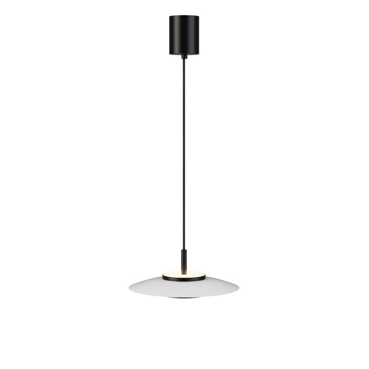 Lámpara de techo VALENTINA.Metal plano S blanco y módulo negro.LED 18W