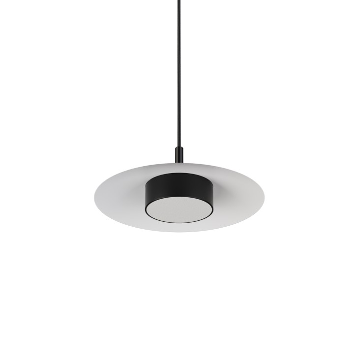 Lámpara de techo VALENTINA.Metal plano S blanco y módulo negro.LED 18W