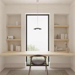 Lámpara de techo VALENTINA.Metal plano S negro y módulo blanco.LED 18W