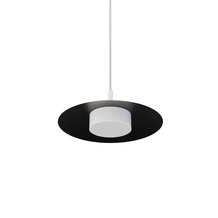 Lámpara de techo VALENTINA.Metal plano S negro y módulo blanco.LED 18W