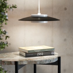 Lámpara de techo VALENTINA.Metal plano S negro y módulo blanco.LED 18W