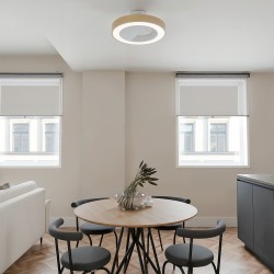 Ventilador de de techo plafón SEED blanco y madera con luz - Sulion