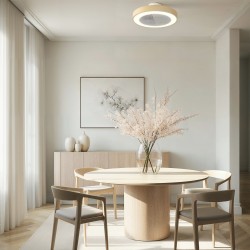 Ventilador de de techo plafón SEED blanco y madera con luz - Sulion