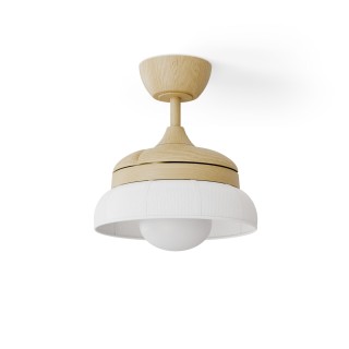 Ventilador de techo con luz BOMBAY EMMA XS madera y textil- Sulion
