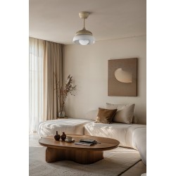 Ventilador de techo con luz BOMBAY EMMA XS madera y textil- Sulion