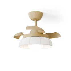 Ventilador de techo con luz BOMBAY EMMA XS madera y textil- Sulion