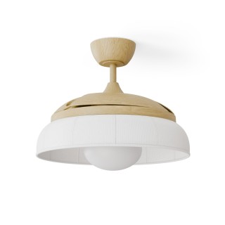 Ventilador de techo con luz BOMBAY EMMA S madera y textil -Sulion