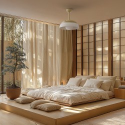 Ventilador de techo con luz BOMBAY EMMA S madera y textil -Sulion