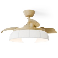 Ventilador de techo con luz BOMBAY EMMA S madera y textil -Sulion