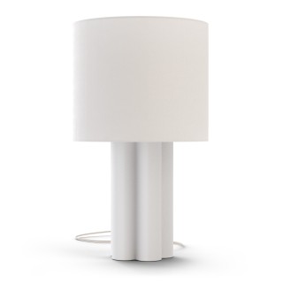 Sobremesa EMMA de yeso blanco con pantalla textil blanca.1xE27 |Sulion