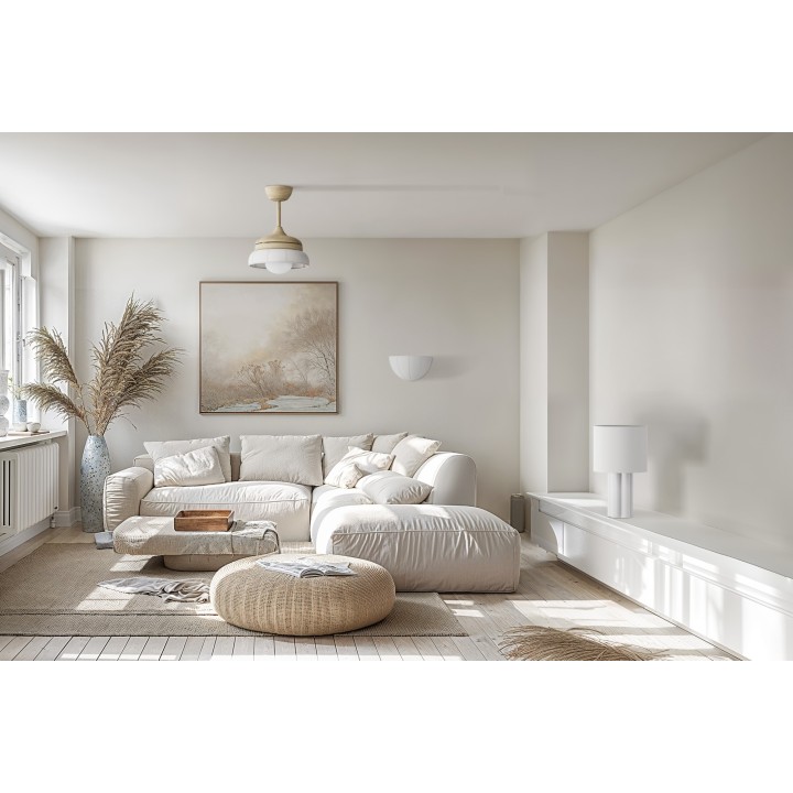 Sobremesa EMMA de yeso blanco con pantalla textil blanca.1xE27 |Sulion