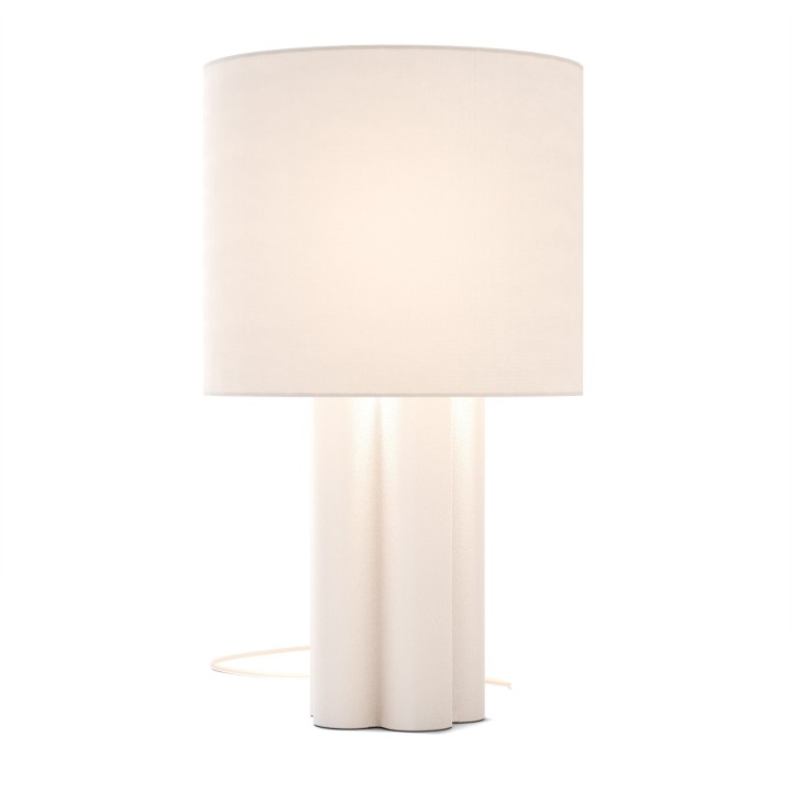 Sobremesa EMMA de yeso blanco con pantalla textil blanca.1xE27 |Sulion