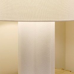 Sobremesa EMMA de yeso blanco con pantalla textil blanca.1xE27 |Sulion