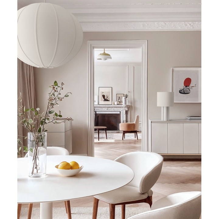 Sobremesa EMMA de yeso blanco con pantalla textil blanca.1xE27 |Sulion