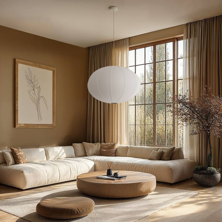 Lámpara de techo EMMA con pantalla textil. 65x65x45cm.1xE27 |Sulion