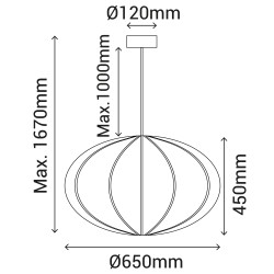 Lámpara de techo EMMA con pantalla textil. 65x65x45cm.1xE27 |Sulion