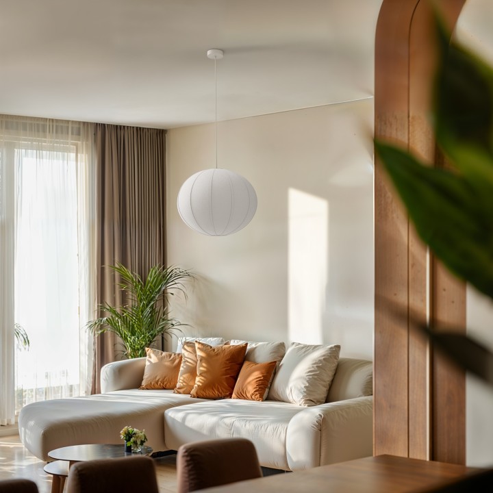 Lámpara de techo EMMA con pantalla textil natural Ø 50cm.1xE27 |Sulion