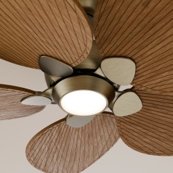 Ventilador de techo ALMA S 5 palas luz latón y madera media - Sulion