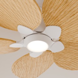 Ventilador de techo ALMA L 5 palas luz blanco y madera clara