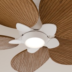 Ventilador de techo ALMA L 5 palas luz blanco y madera media
