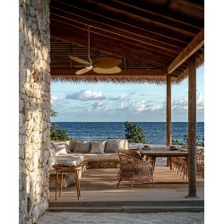 Ventilador de techo ALMA L 5 palas luz latón y madera media