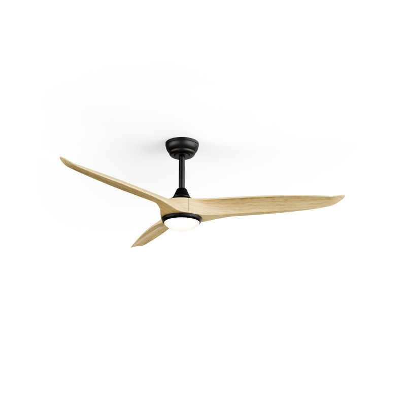 Ventilador de techo exterior NOVA XL negro y madera oscura