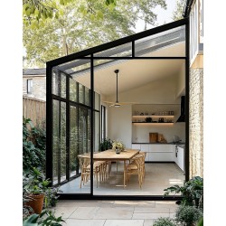 Ventilador de techo exterior NOVA XL negro y madera oscura