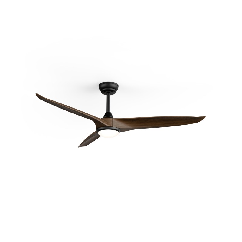 Ventilador de techo exterior NOVA negro y palas madera oscura