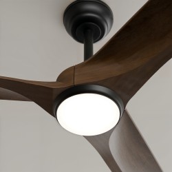 Ventilador de techo exterior NOVA negro y palas madera oscura