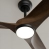 Ventilador de techo exterior NOVA negro y palas madera oscura