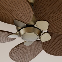 Ventilador de techo ALMA S 5 palas latón y madera oscura