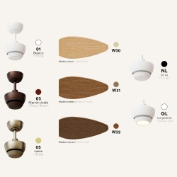 Ventilador de techo ALMA S 3 palas luz blanco y madera clara Sulion