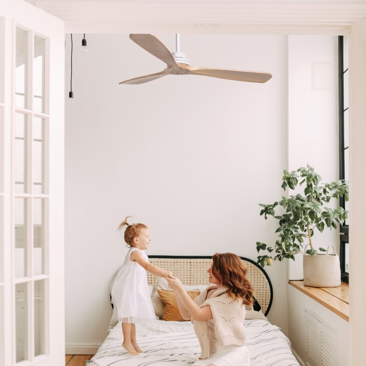 Ventilador de techo exterior NATI L blanco y madera - Sulion