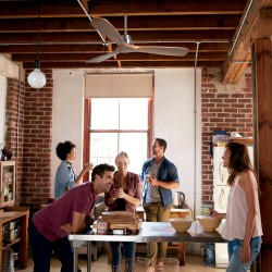 Ventilador de techo exterior NATI L níquel y madera oscura - Sulion
