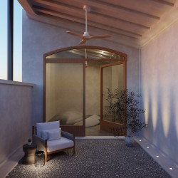 Ventilador de techo exterior NATI M blanco y madera - Sulion