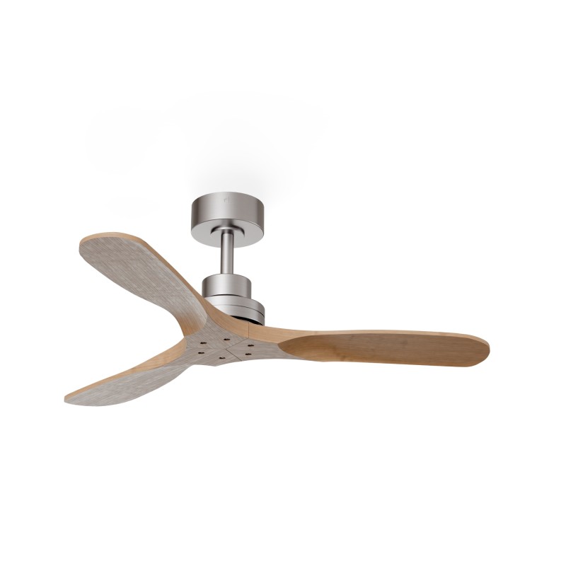 Ventilador de techo exterior NATI M níquel y madera oscura - Sulion