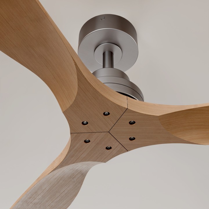 Ventilador de techo exterior NATI M níquel y madera oscura - Sulion