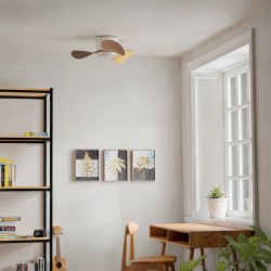 Ventilador de techo con luz MONTY blanco y madera - Sulion