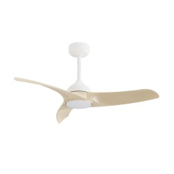 Ventilador de techo DIEHL M blanco y palas madera clara con luz Sulion