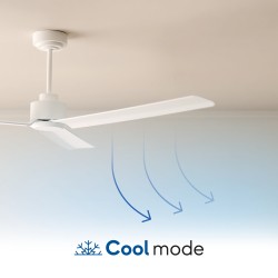 Ventilador de techo DIEHL M blanco y palas madera clara con luz Sulion