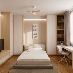 Ventilador de techo DIEHL S blanco y palas madera clara con luz Sulion