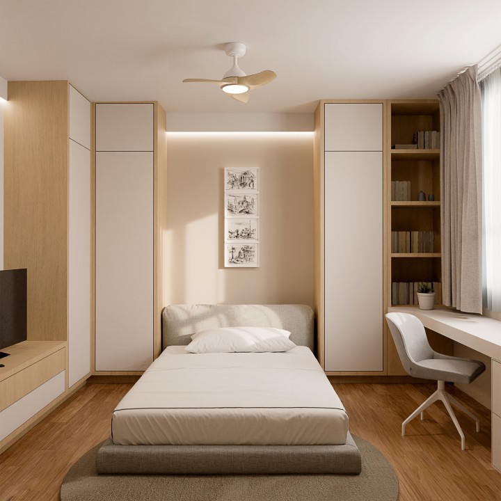 Ventilador de techo DIEHL S blanco y palas madera clara con luz Sulion