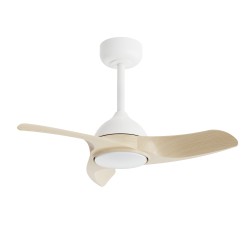 Ventilador de techo DIEHL S blanco y palas madera clara con luz Sulion