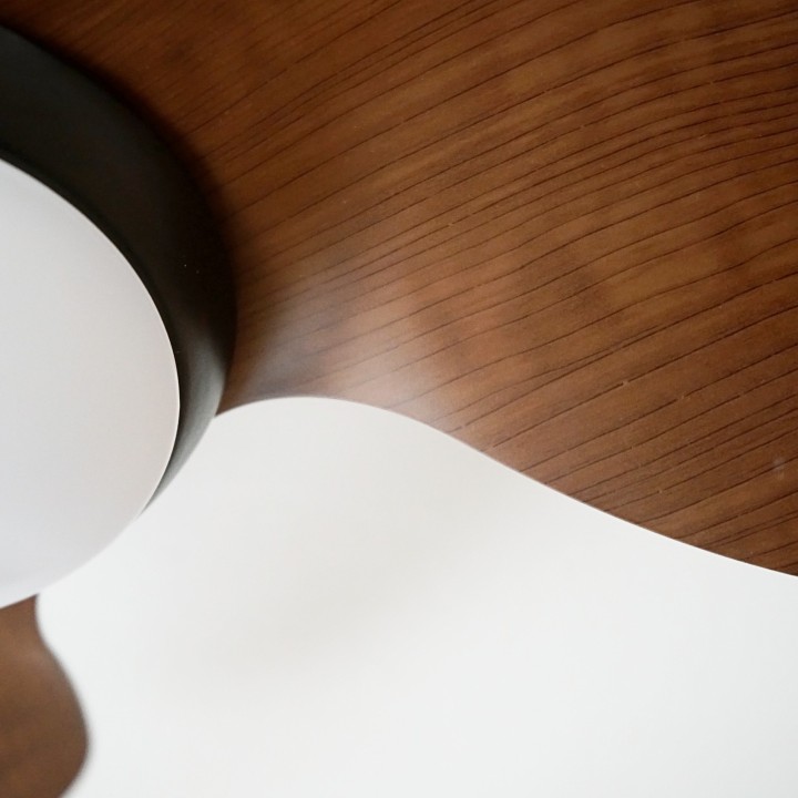 Ventilador de techo con luz MONTY negro y palas madera oscura - Sulion