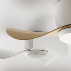 Ventilador de techo con luz MONTY negro y palas madera oscura - Sulion