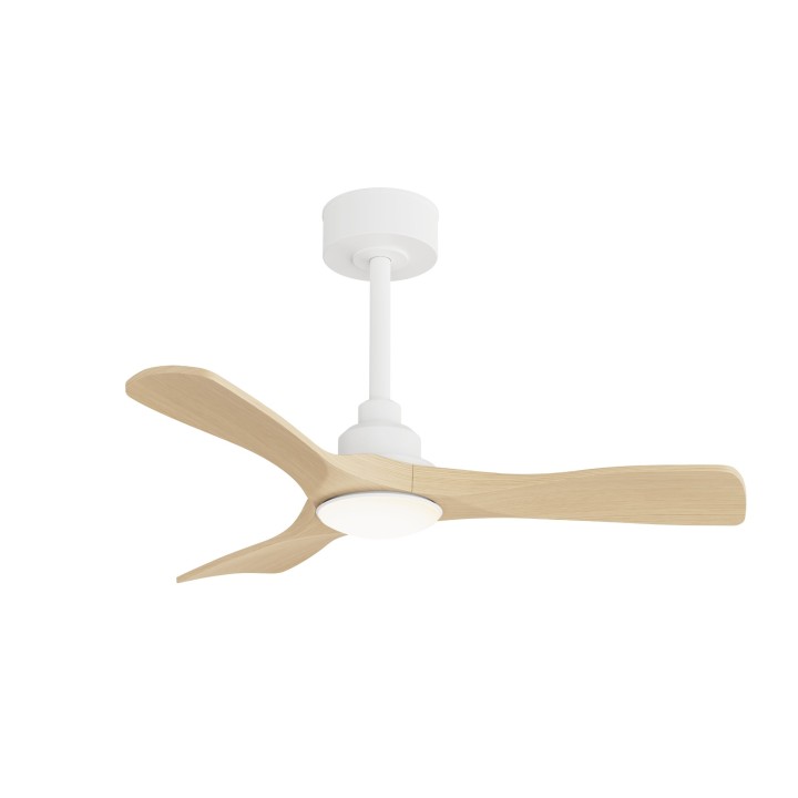 Ventilador de techo CARLA S blanco y palas de madera, con luz Sulion