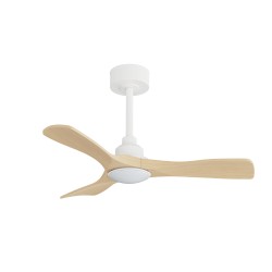 Ventilador de techo CARLA S blanco y palas de madera, con luz Sulion