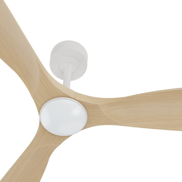 Ventilador de techo CARLA S blanco y palas de madera, con luz Sulion