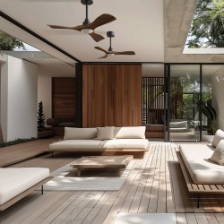 Ventilador de techo CARLA S negro y palas madera oscura con luz Sulion