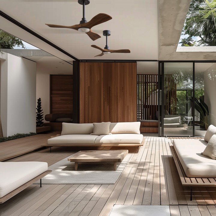 Ventilador de techo CARLA S negro y palas madera oscura con luz Sulion